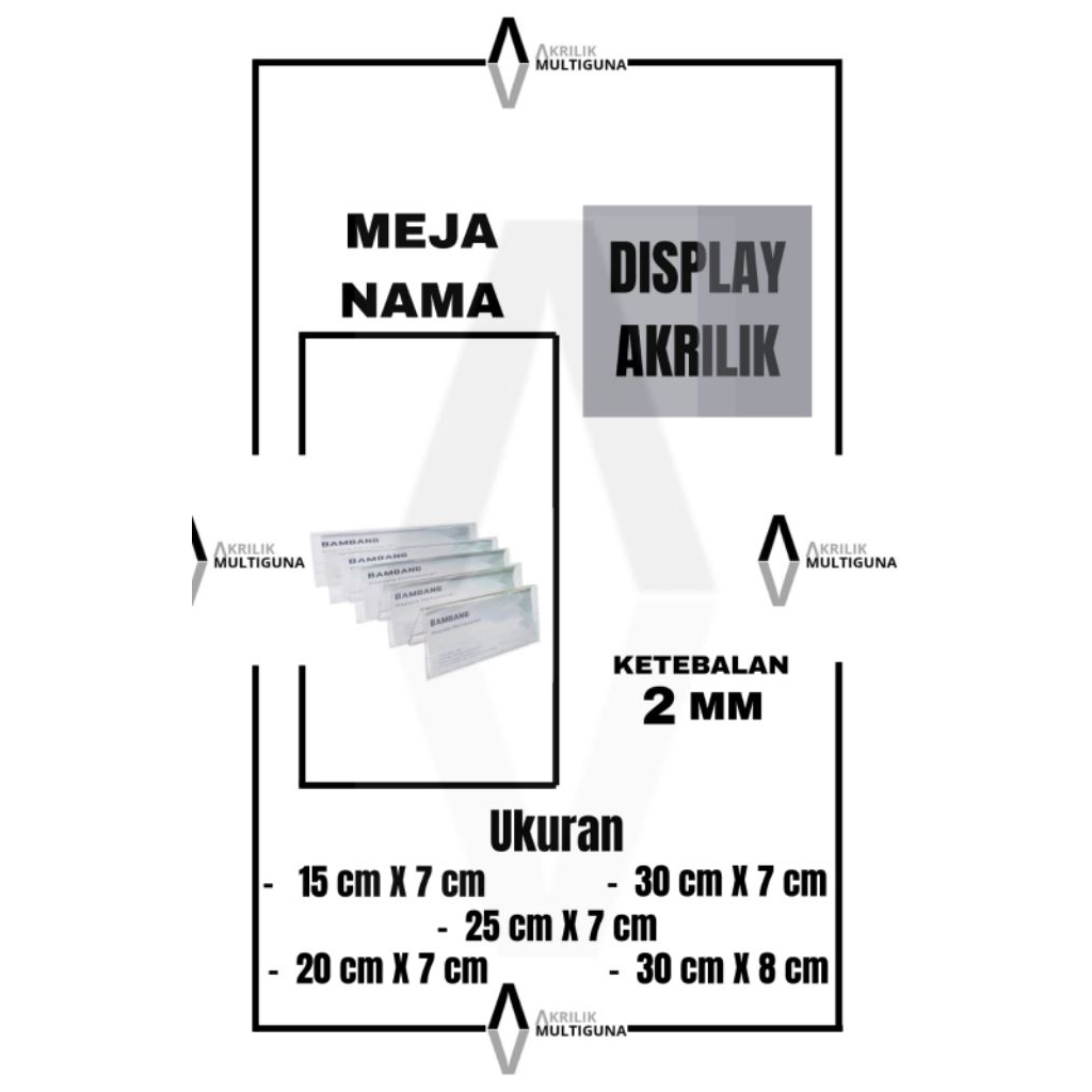 

AKRILIK / PAPAN NAMA MEJA AKRILIK ACRYLIC/NAME TAG HOLDER TEBAL 2MM