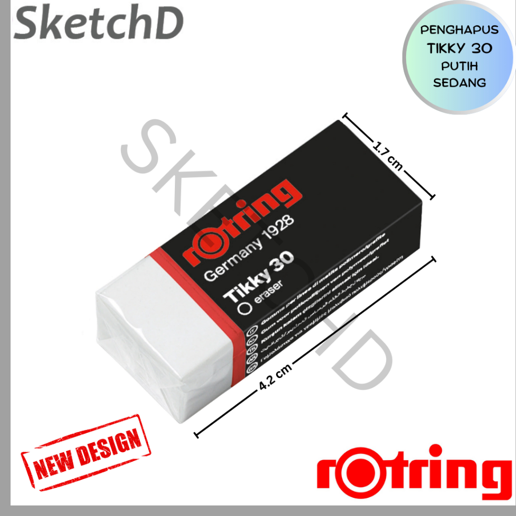 

Karet Penghapus Pensil Putih Sedang Rotring Tikky 30 Medium Pencil Eraser White Premium No Residue