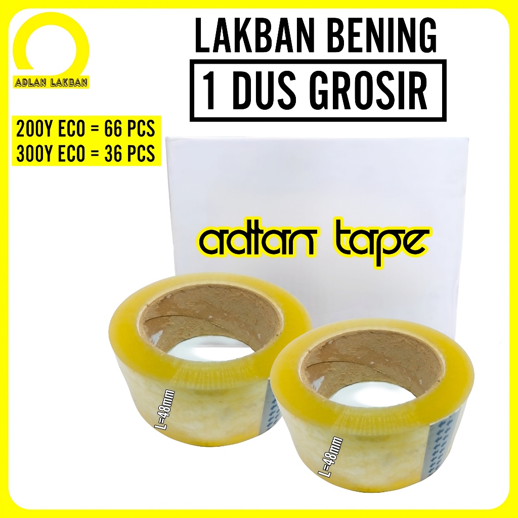 

Lakban Bening 1 DUS 200, 300 Yard x 48mm Economis / Selotip Isolasi Bening 2 Inch Per Karton