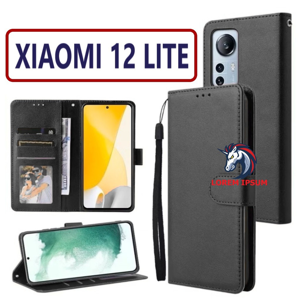 LEATHER CASING XIAOMI 12 LITE CASE KULIT FLIP WALLET LEATHER KULIT PREMIUM SARUNG BUKA TUTUP KESING 