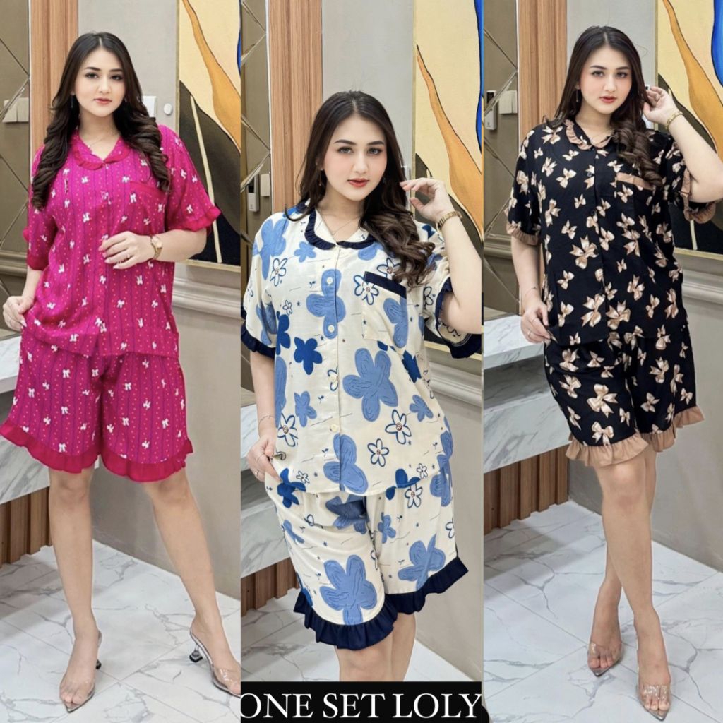 ONE SET LOLY ori Naura - Setelan Viral Setelan Busui Setelan Rayon Premium Rayon Twill Polos