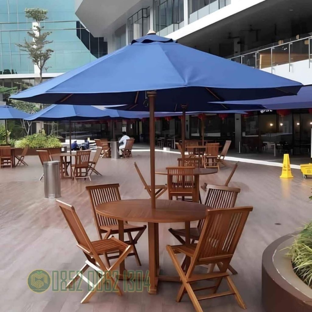 Set Meja Makan Payung Kursi Lipat Outdoor / Set Kursi Meja Pantai Lipat / Set Meja Makan Pantai deng