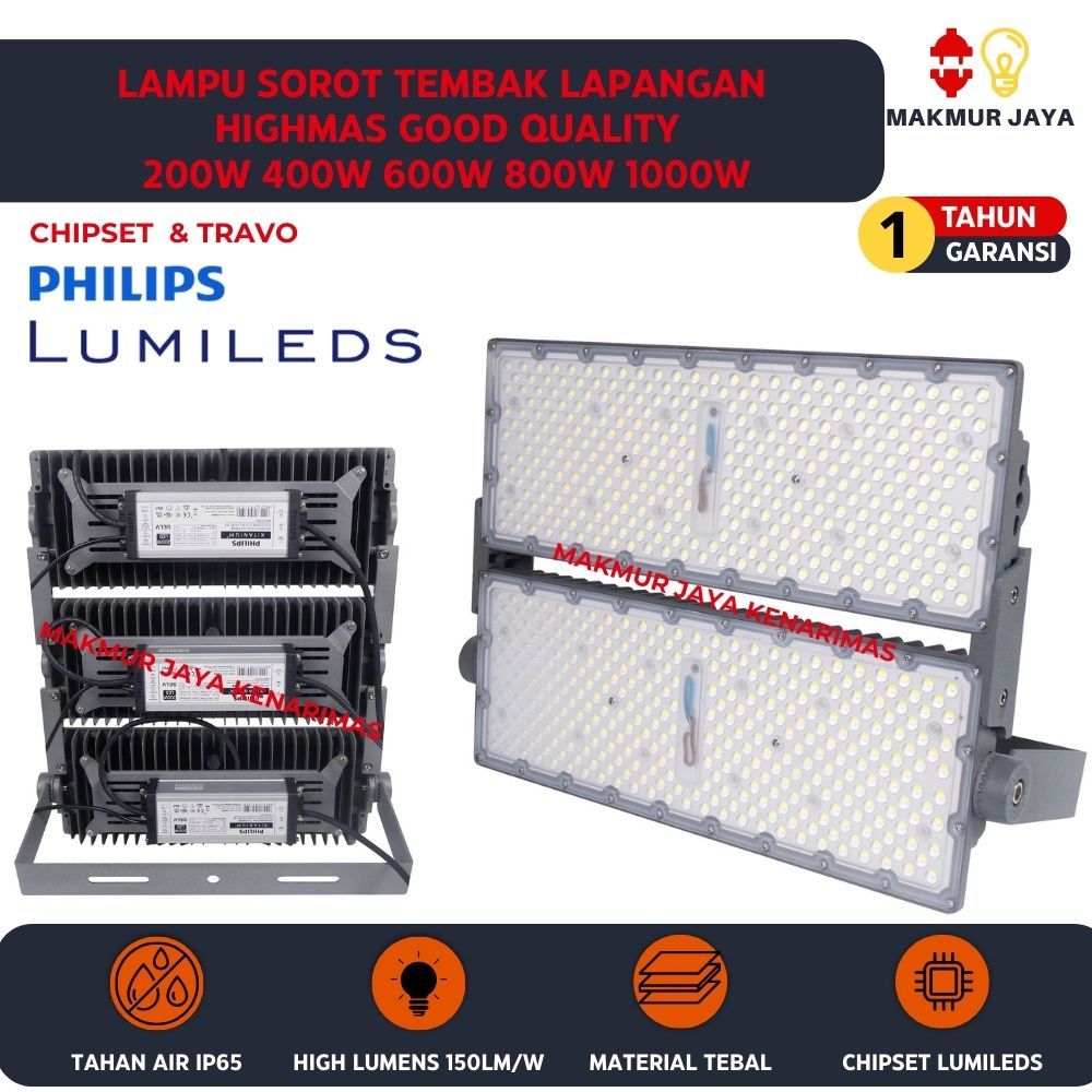 Lampu Sorot Tembak Floodlight Chip By PHILIPS 200 400 600 800 1000W WATT LED SOROT OUTDOOR LED WATER