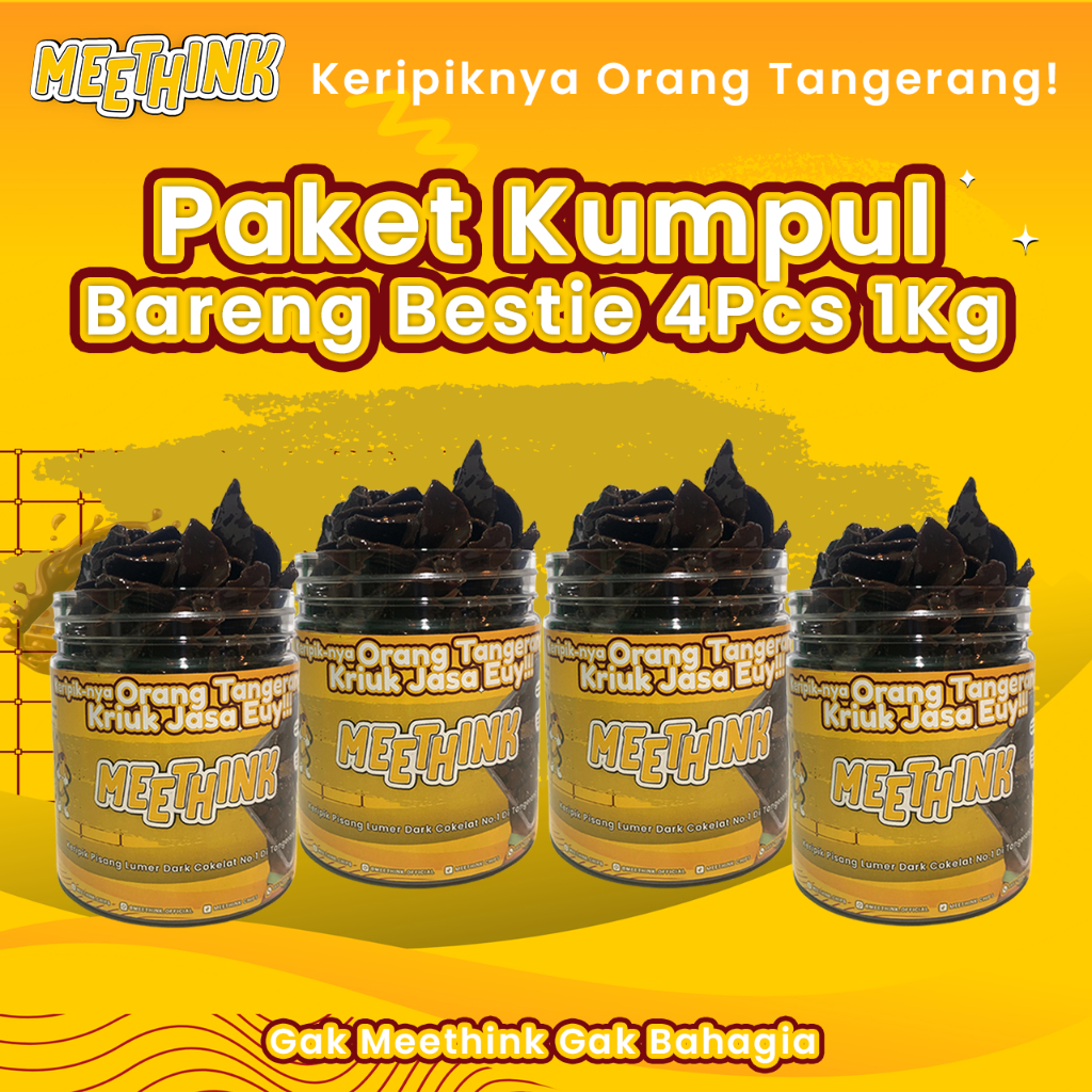 

Paket Kumpul 4Pcs 1Kg Keripik Pisang Full Cokelat Lumer By MEETHINK CHIPS | Cemilan Manis Termurah