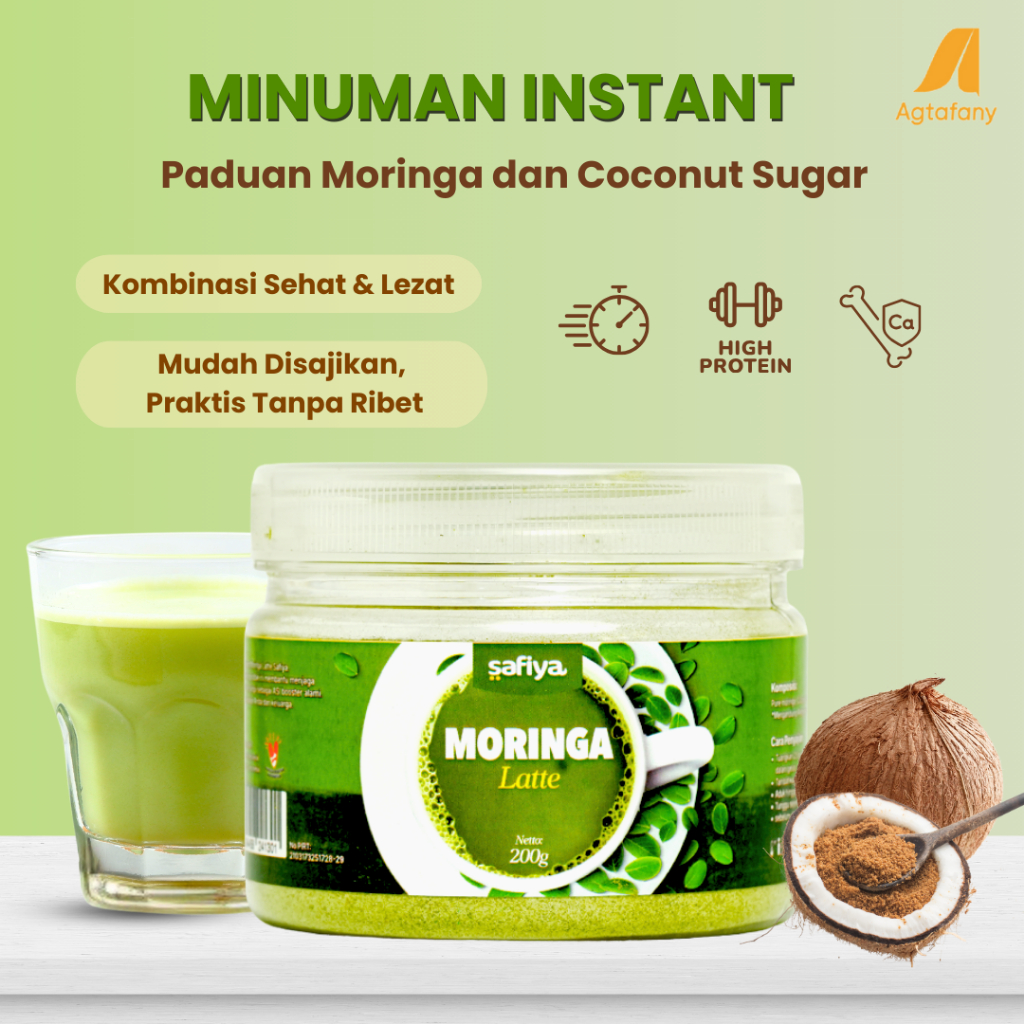 

Moringa Latte 200 gr | Minuman Bubuk Daun Kelor Instant Original Safiya