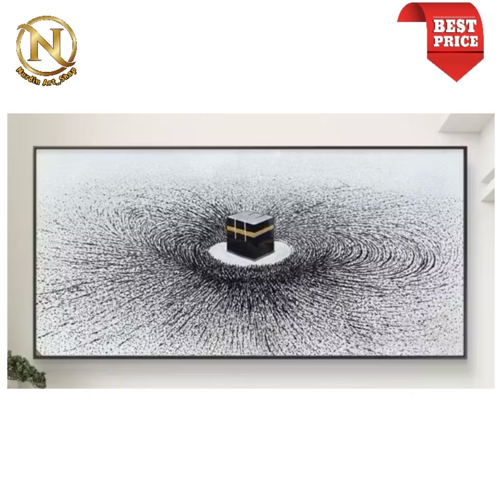 Lukisan Abstrak Ka'bah Modern Plus Frame