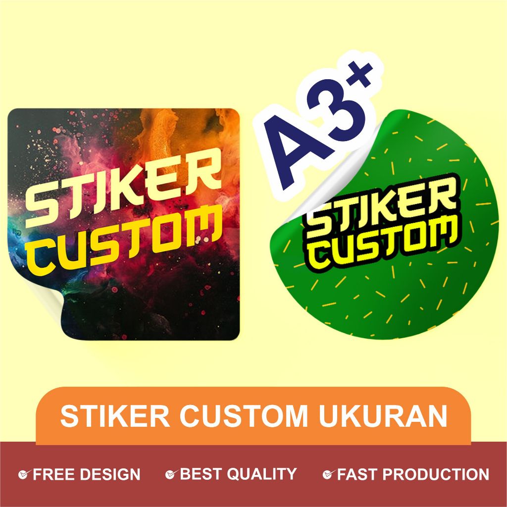 

Stiker custom ukuran untuk kemasan makanan, souvenir dan sticker label lainnya ukuran A3