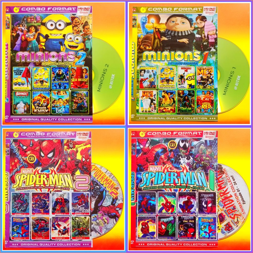 Kaset Film Kartun Anak Koleksi Spider-Man & Minions Pilihan Terlaris Spiderman Teks Indonesia