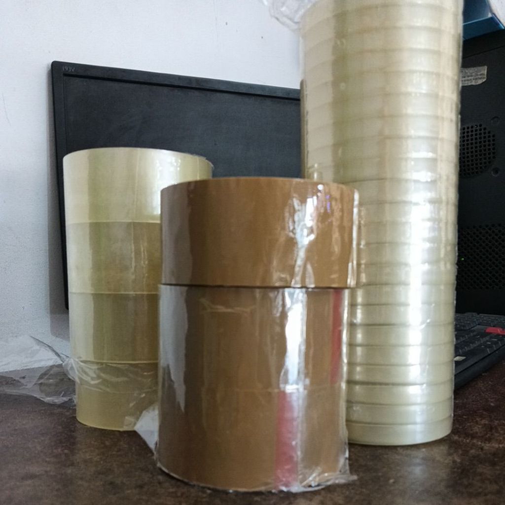 

Lakban, Isolasi Plastik, bening dan coklat 100 yards