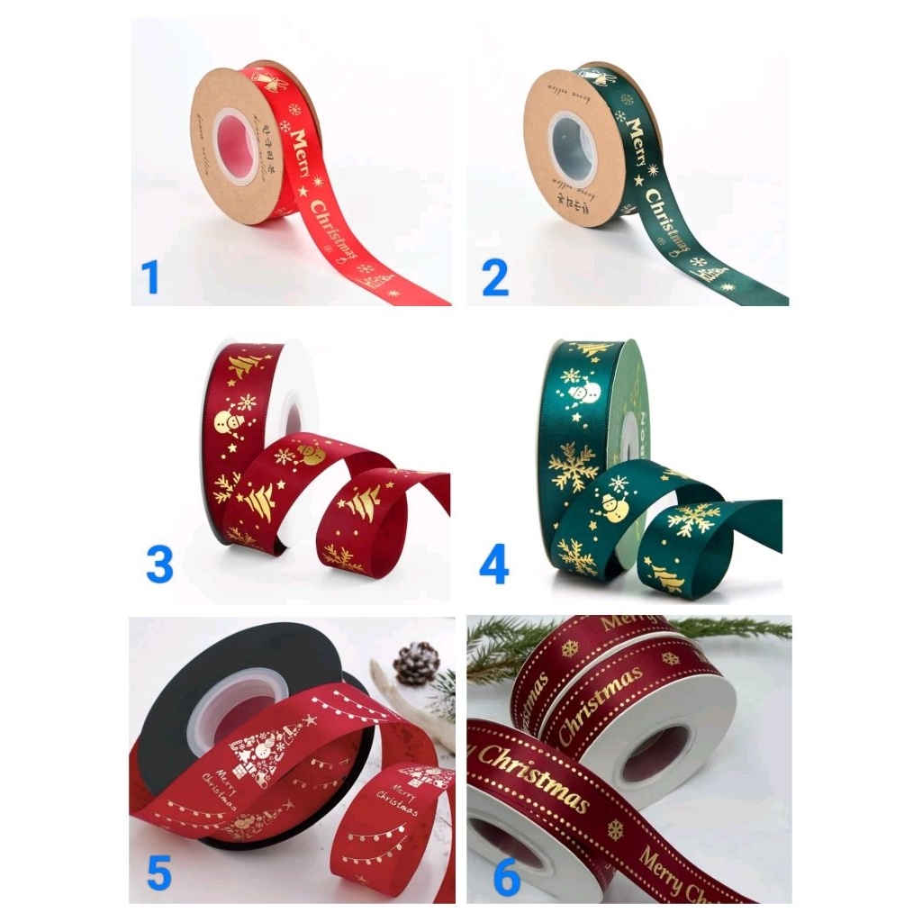 

pita satin import natal merry christmas uk 2.5 cm