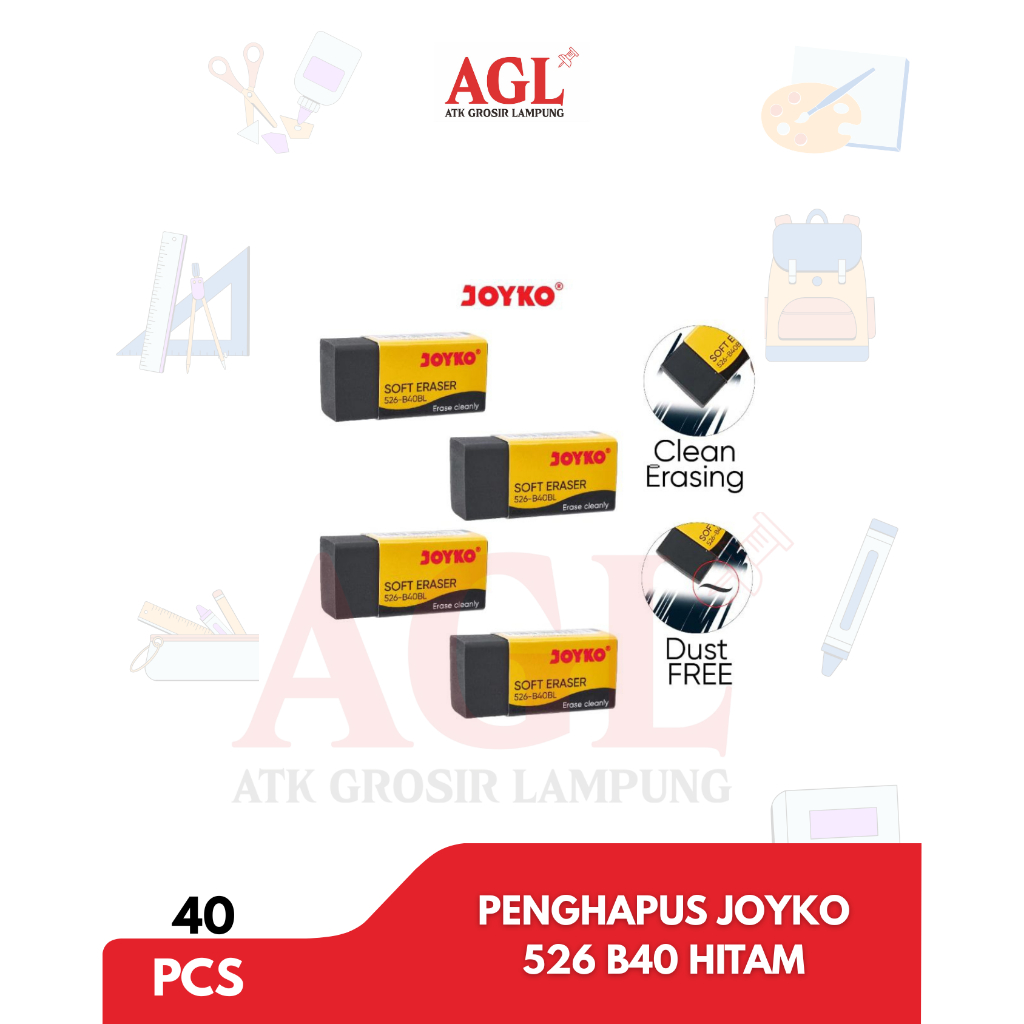 

JOYKO - (40pcs) PENGHAPUS / ERASER JOYKO 526 - B40 Warna Hitam dan Putih - Grosir