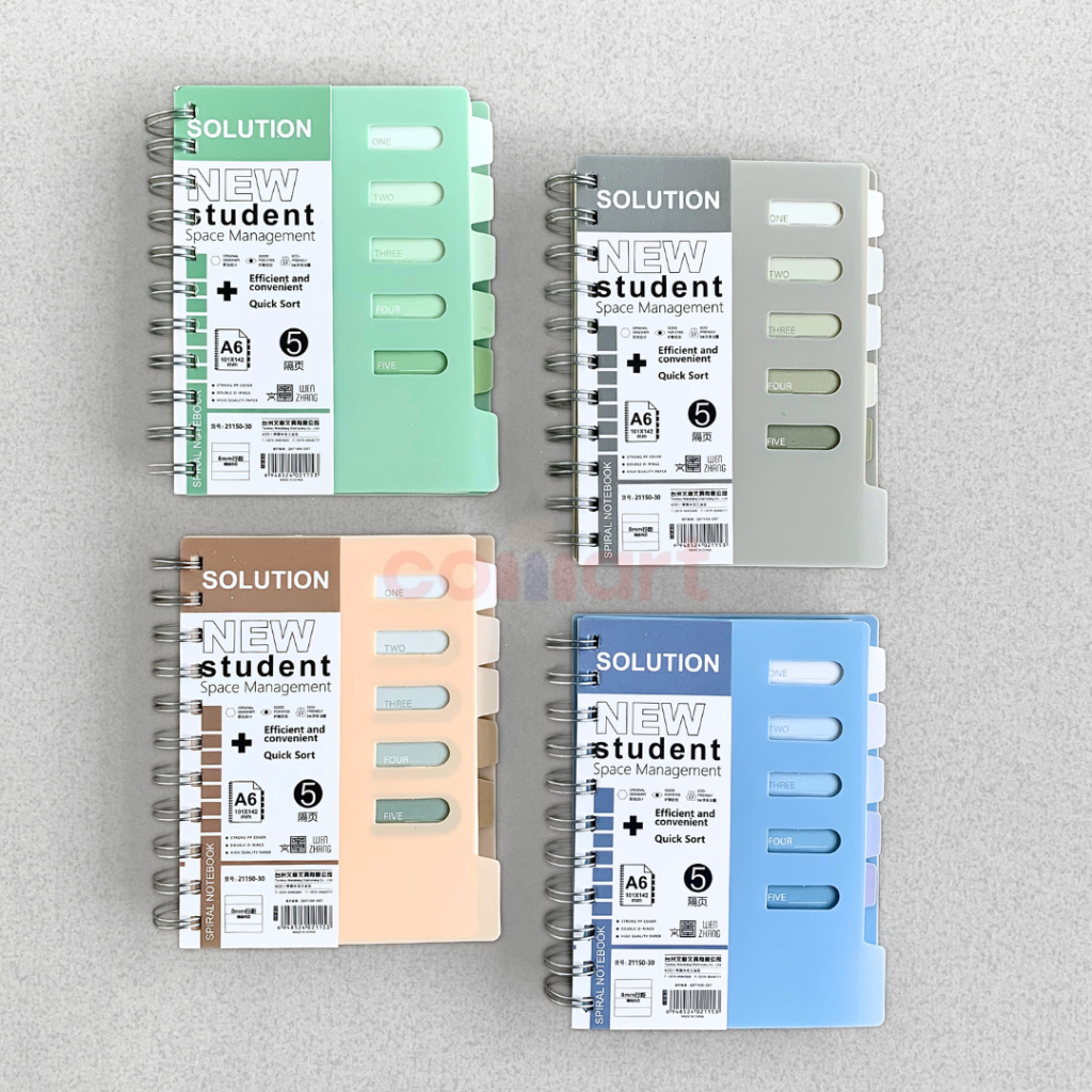 

100 Lembar Buku Tulis Ring Spiral Besi A6 A5 Subject Notes Spiral Notebook Plus Divider - Notebook Spiral A6 - Notepad Spiral A5 - Buku Spiral Besi