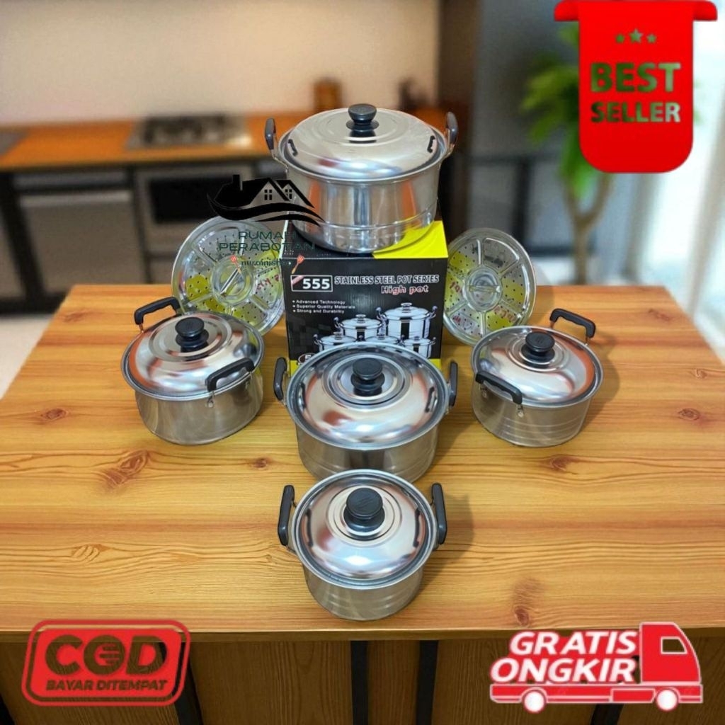 [RP] panci ndo set isi 5 pcs 16-24 cm steamer 555