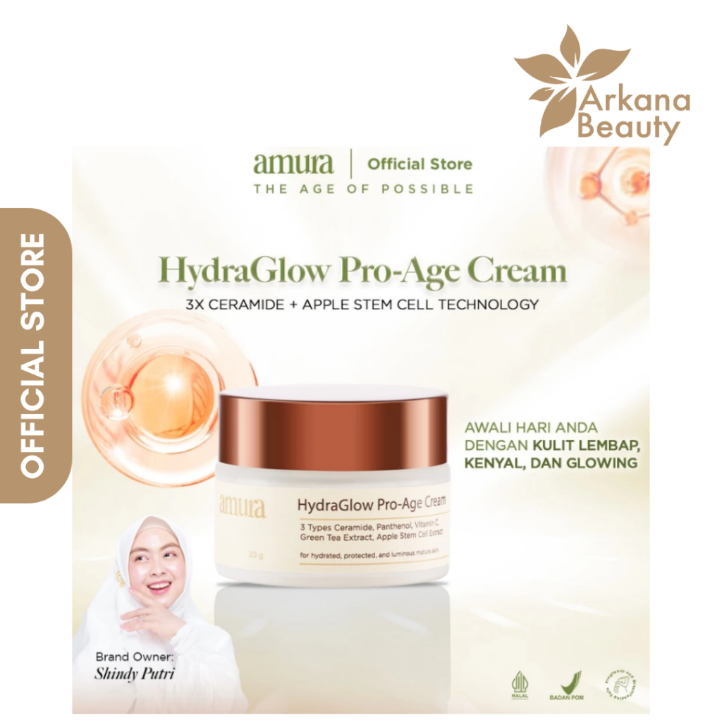 Amura HydraGlow Pro-Age Day Cream 30g | 3X Ceramide Memperkuat Skin Barrier Melembapkan Wajah