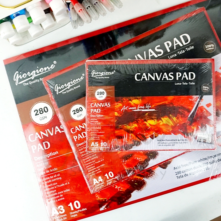 

Giorgione Canvas Pad A3 A4 A5 Cotton 280 GSM Watercolor Oil Acrylic