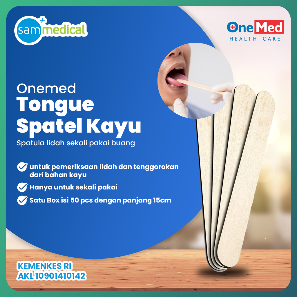 Onemed Tongue Spatel Depressor / Tong Spatel Kayu / Spatel Lidah Kayu / One med Tongue Spatel Kayu /