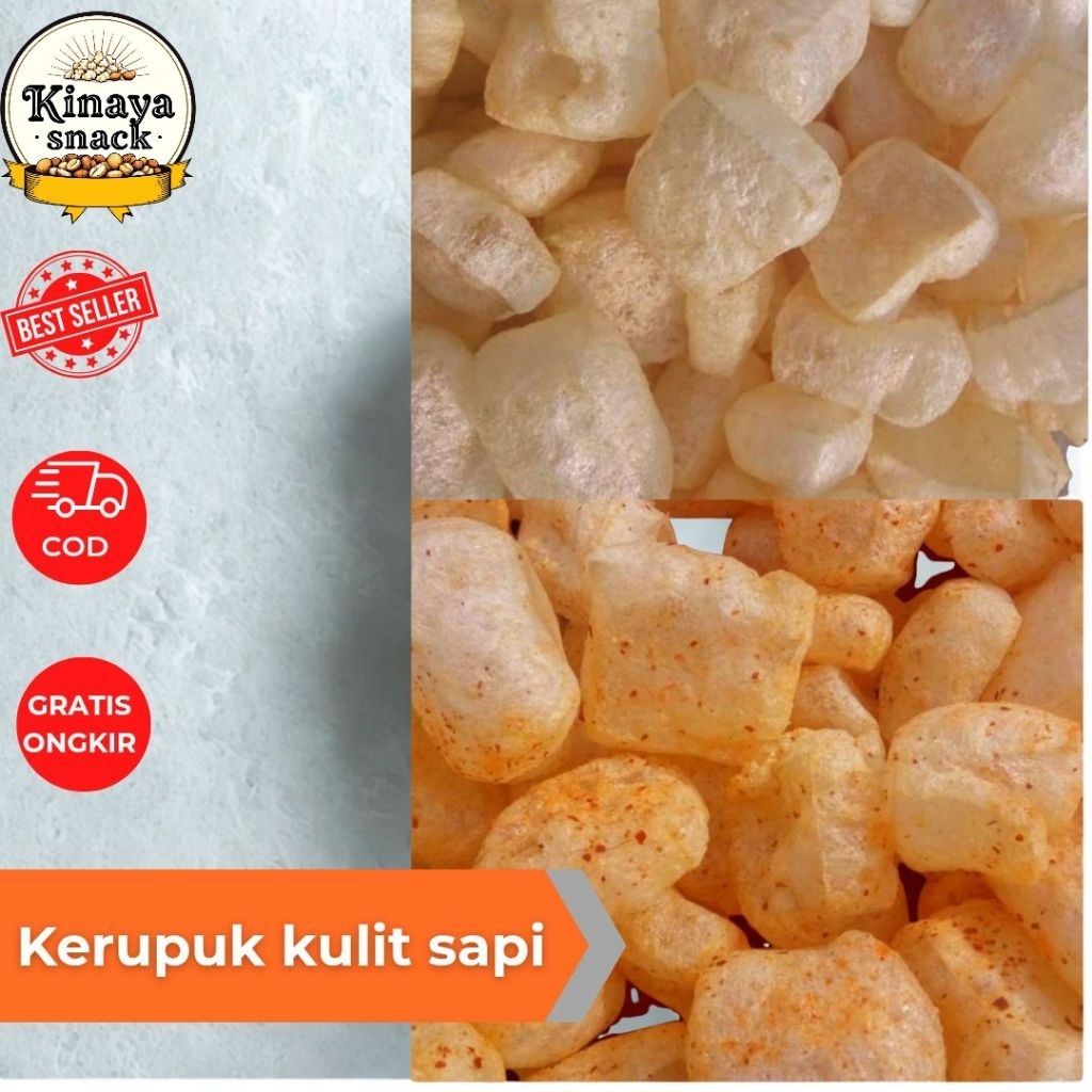 

Kerupuk Kulit Sapi Asli 100 Gram Asin Gurih Kerupuk kulit sapi Balado Dorokdok
