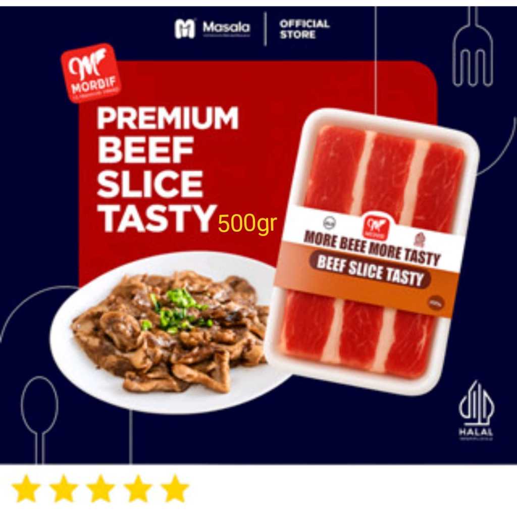 

Beef Slice Tasty MORBIF 500gr - Daging Sapi Slice Tipis Beku Premium Siap Masak untuk Shabu & Tumis