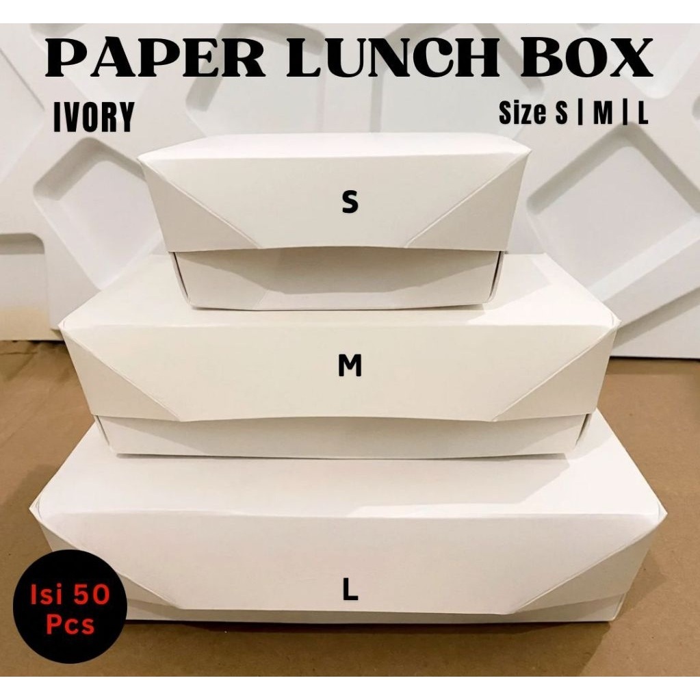 KOTAK MAKAN PAPER LUNCH BOX PUTIH PAPER LUNCH BOX IVORY IVORY PUTIH FOOD TRAY SIZE S M L