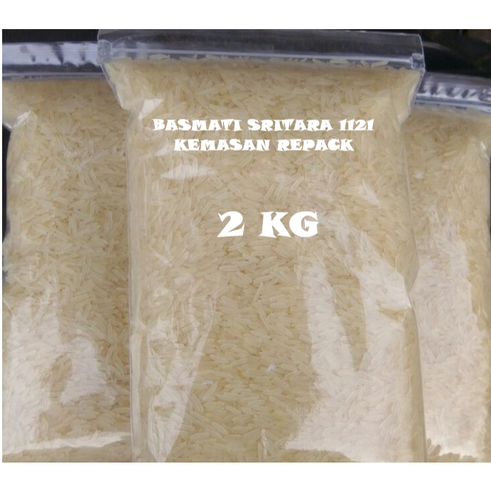 

Beras Basmati SRITARA 1121 Extra Long Creamy sella Kemasan Repack 2kg Basmati Rice