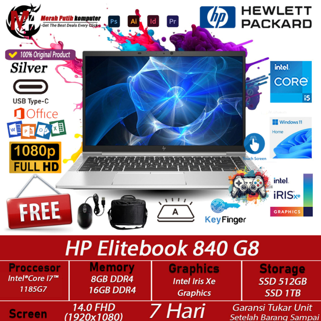 Laptop HP Elitebook 840 G8 Intel I7 1185G7 32GB RAM 1TB SSD 14 FHD Windows11