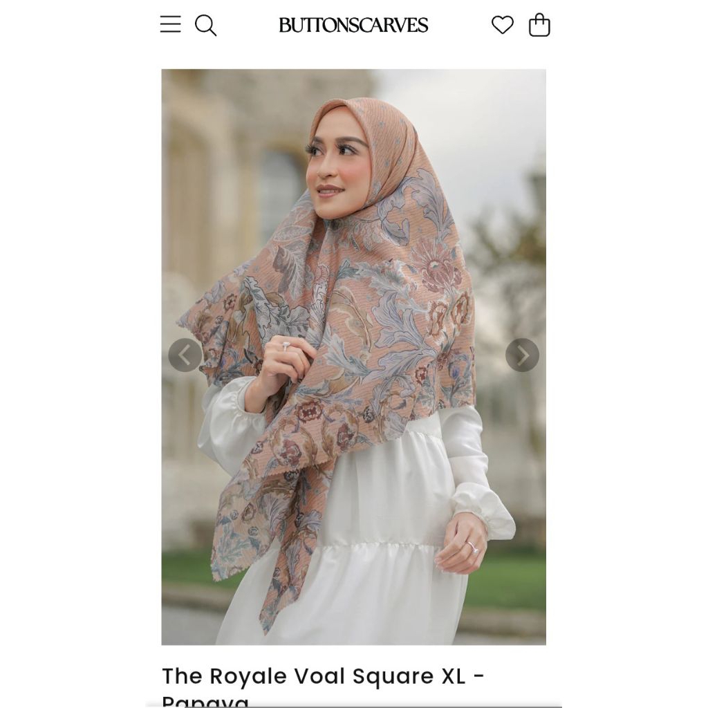 BS Buttonscarves - Cokelat - Prelove - The Royale Voal Square XL - Papaya