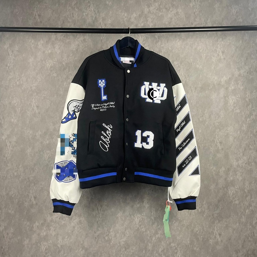 JAKET OW'-102 Varsity Jacket baseball pria wanita dewasa unisex jaket kulit varsity best seller full