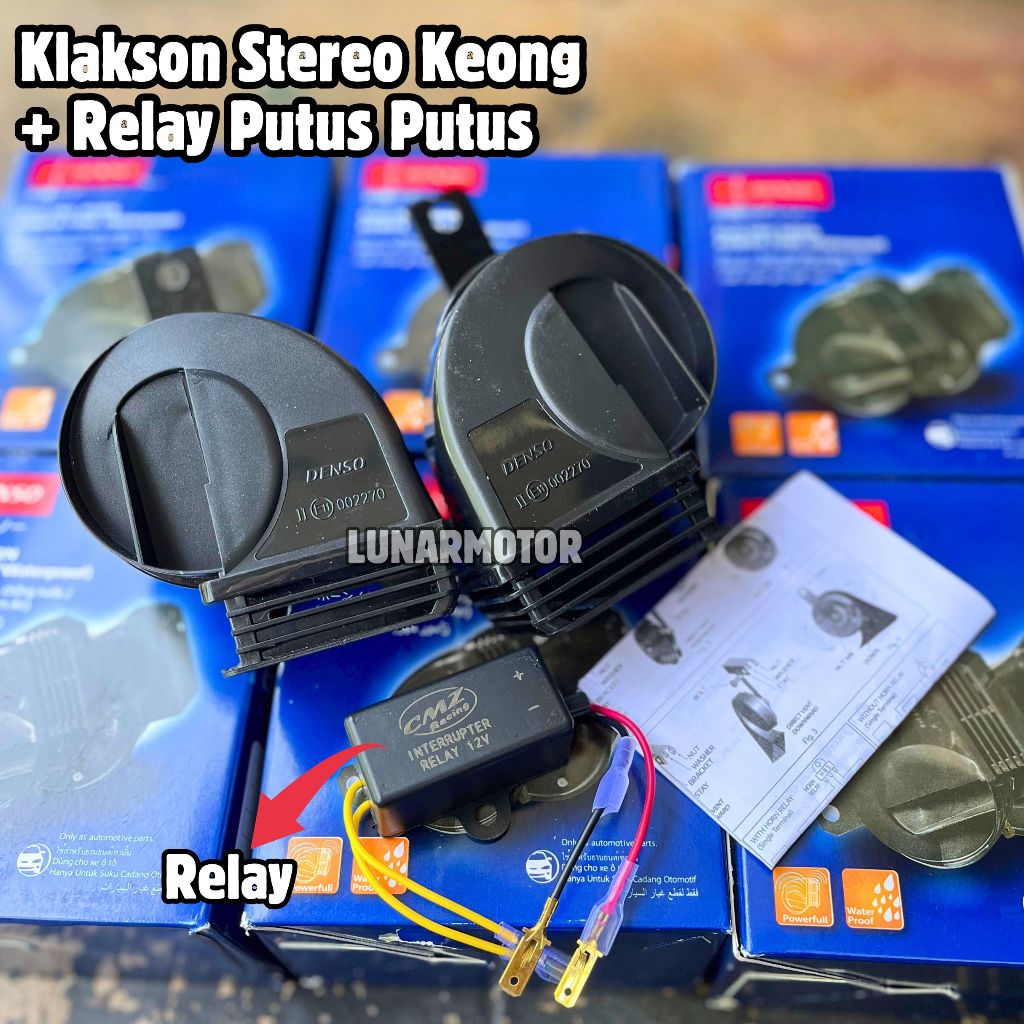 Klakson Denso Model Keong Gepeng 12 Volt Klakson Stereo Denso Mobil Motor Set High Low + Relay CMZ