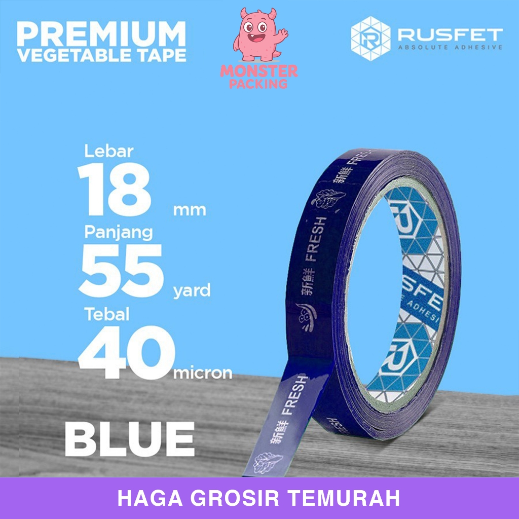 

Lakban Sayur FRESH 18mm x 50m Vegetable OPP Tape Isolasi Buah Hidroponik TERMURAH /SATUAN BIRU