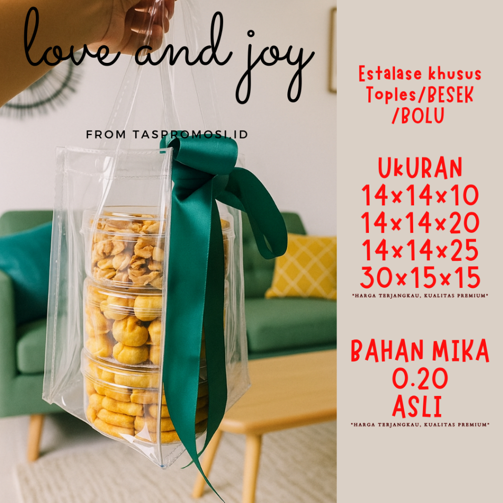 

15X15X25 Tas mika kue kering tas goody bag full transparant tas kue kering tas dus 12x12 tas besek
