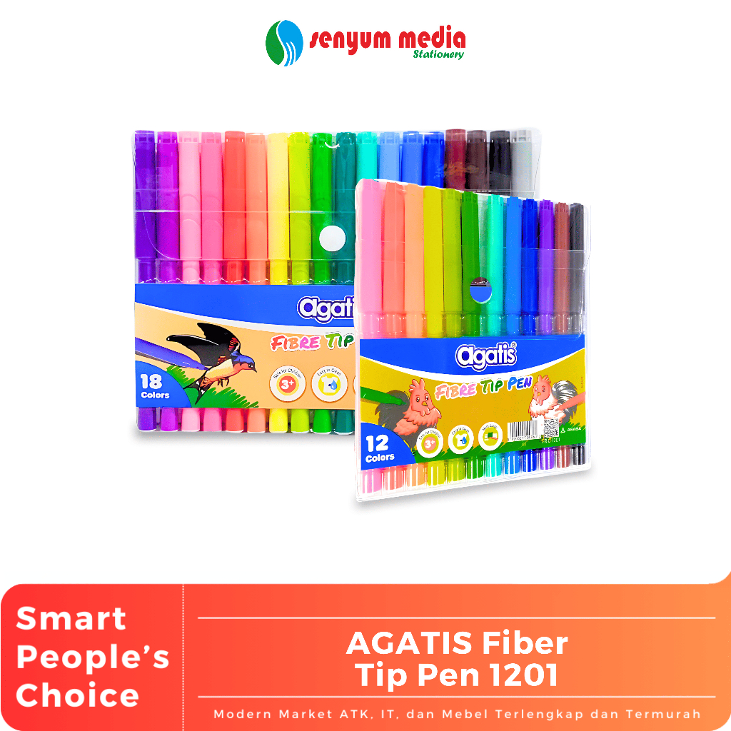 

AGATIS - Fiber Tip Pen/ Spidol Serat Halus 1201 12/24 Warna | Spidol Runcing ( 1 pcs isi 12 / 24 warna ) (S:PCS)