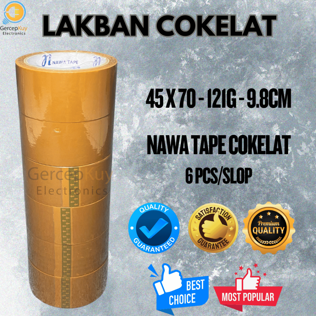 

LAKBAN COKLAT / BENING / COKELAT / CLEAR 45 70Y 1 SLOP 6PC NAWA TAPE 45 MIC