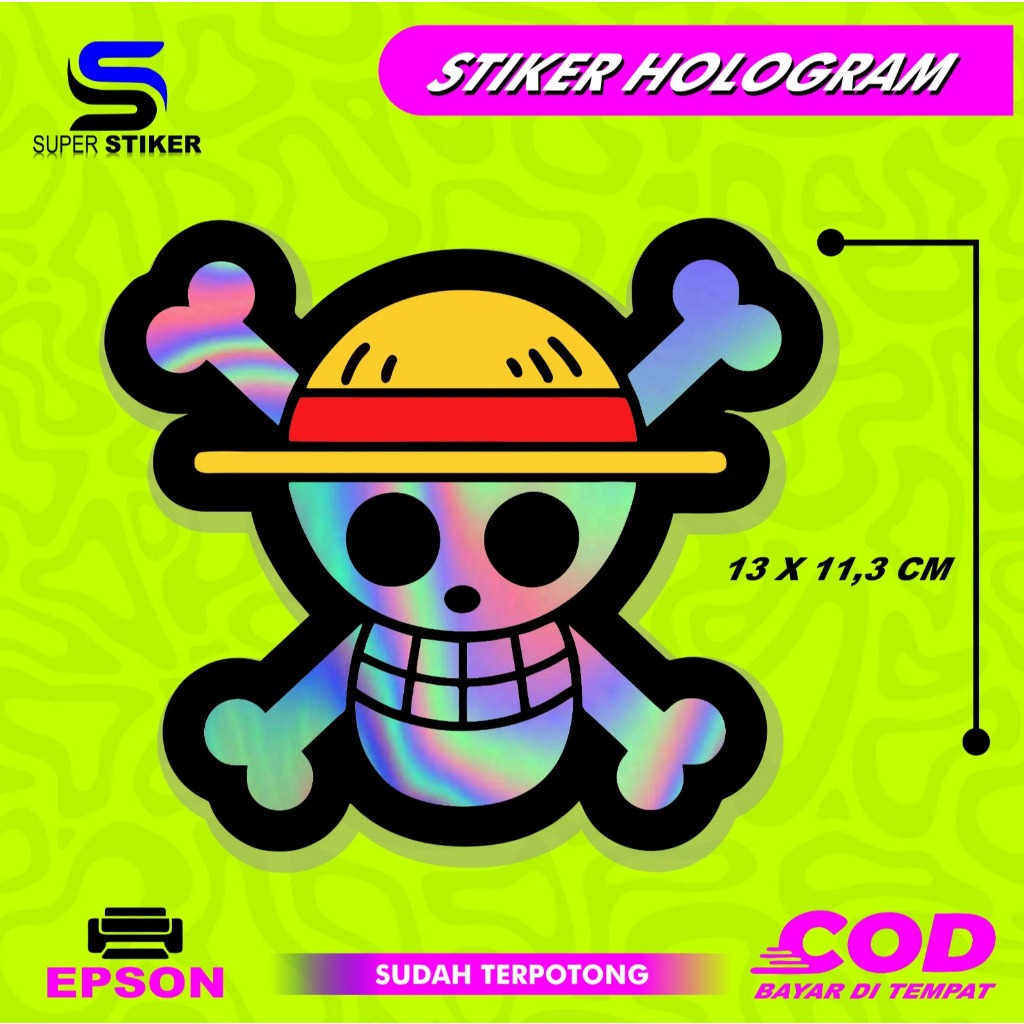 

Stiker Hologram Anime One Piece Flag Logo Bendera One Piece