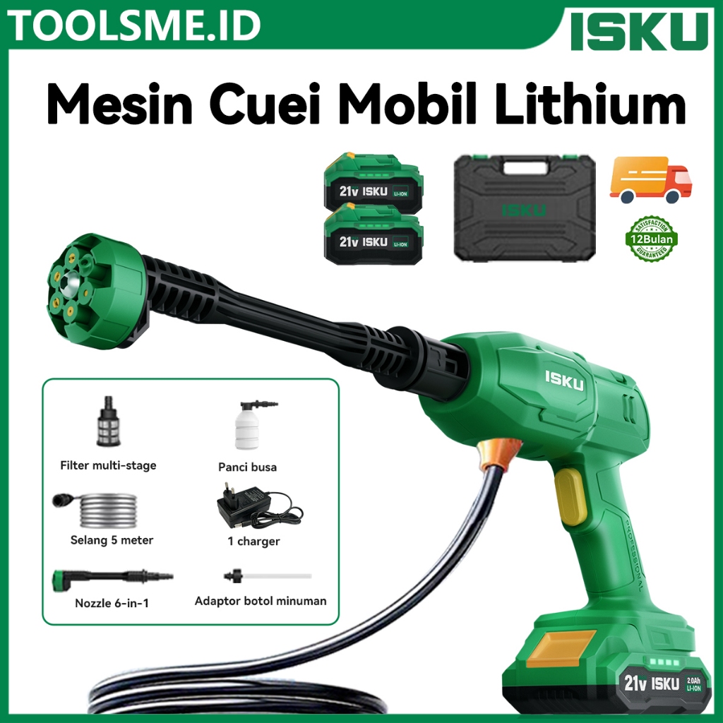 ISKU Spray Air Nirkabel Lithium - Pressure Washer Portabel Multi Sumber Air