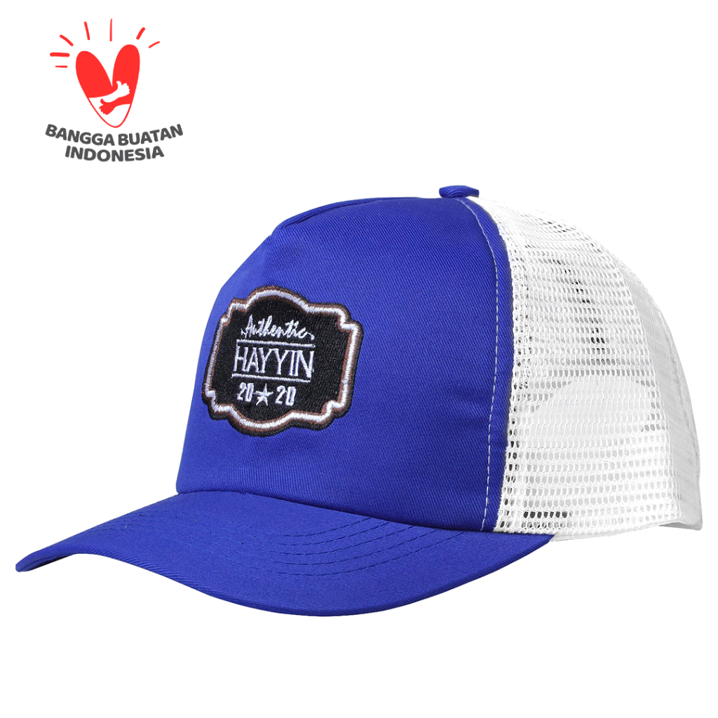 Topi Trucker -  Topi Distro - Topi Jaring Pria Biru Putih