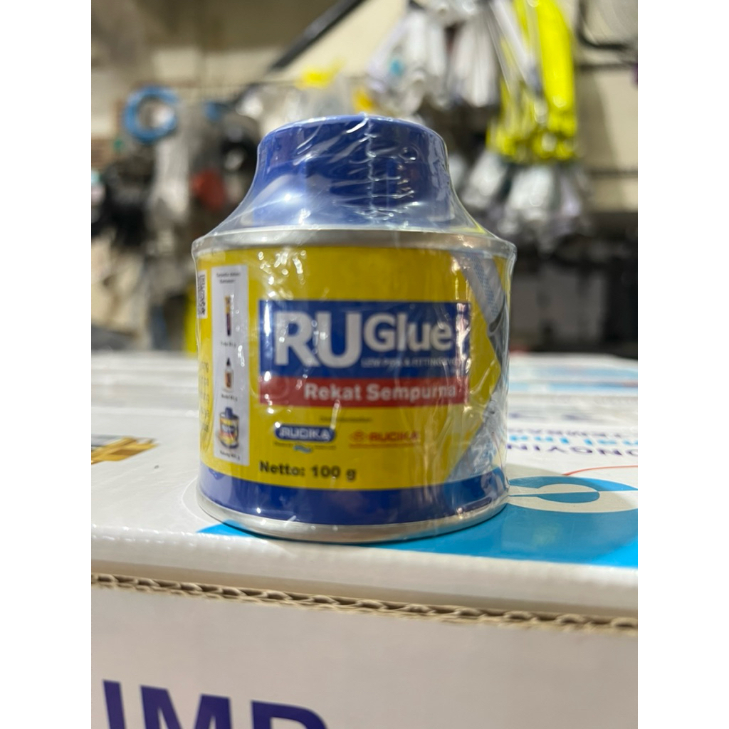 lem RUGLUE RUCIKA kaleng 100gr LEM PIPA PVC kuas kaleng kecil