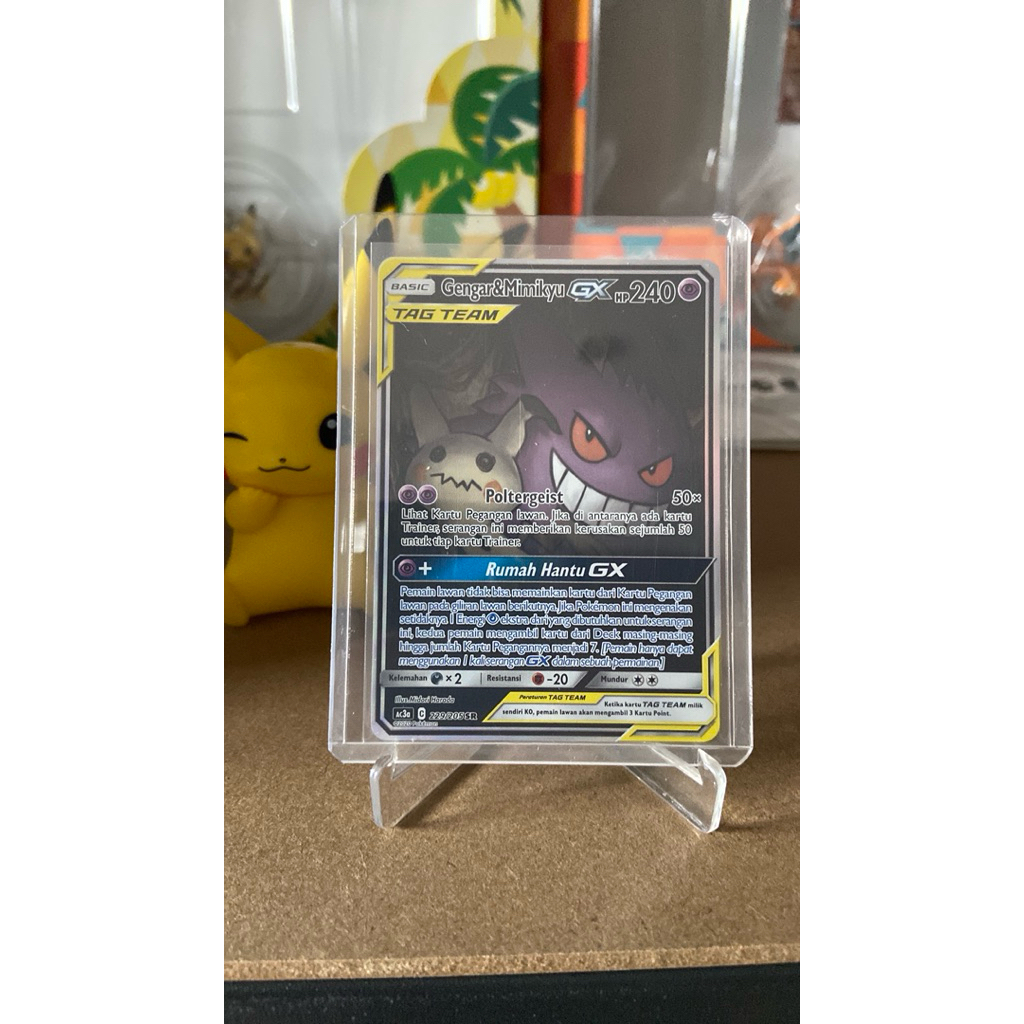 Kartu Pokemon Gengar & Mimikyu GX SR AA Tag Team Indonesia MINUS