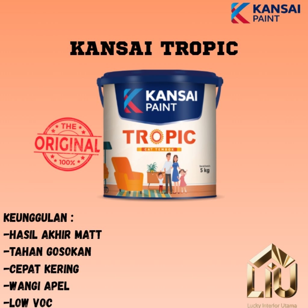 KANSAI TROPIC CAT TEMBOK KANSAI POAINT INTERIOR 5 KG WARNA PUTIH + WARNA PASTEL