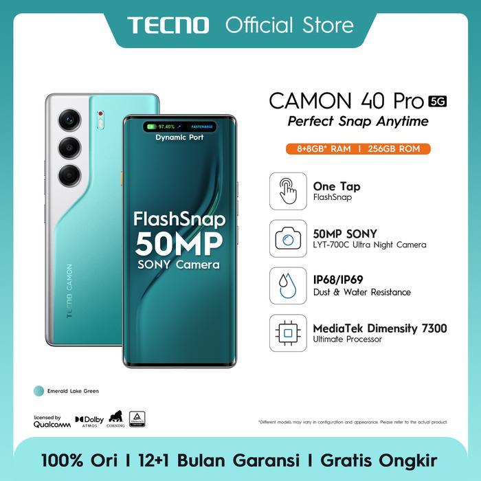 [FLASHSNAP PRO] TECNO CAMON 40 Pro 5G - 8+8GB*/256GB, Mediatek D7300 Ultimate, 6.78” FHD+144HZ 3D Cu