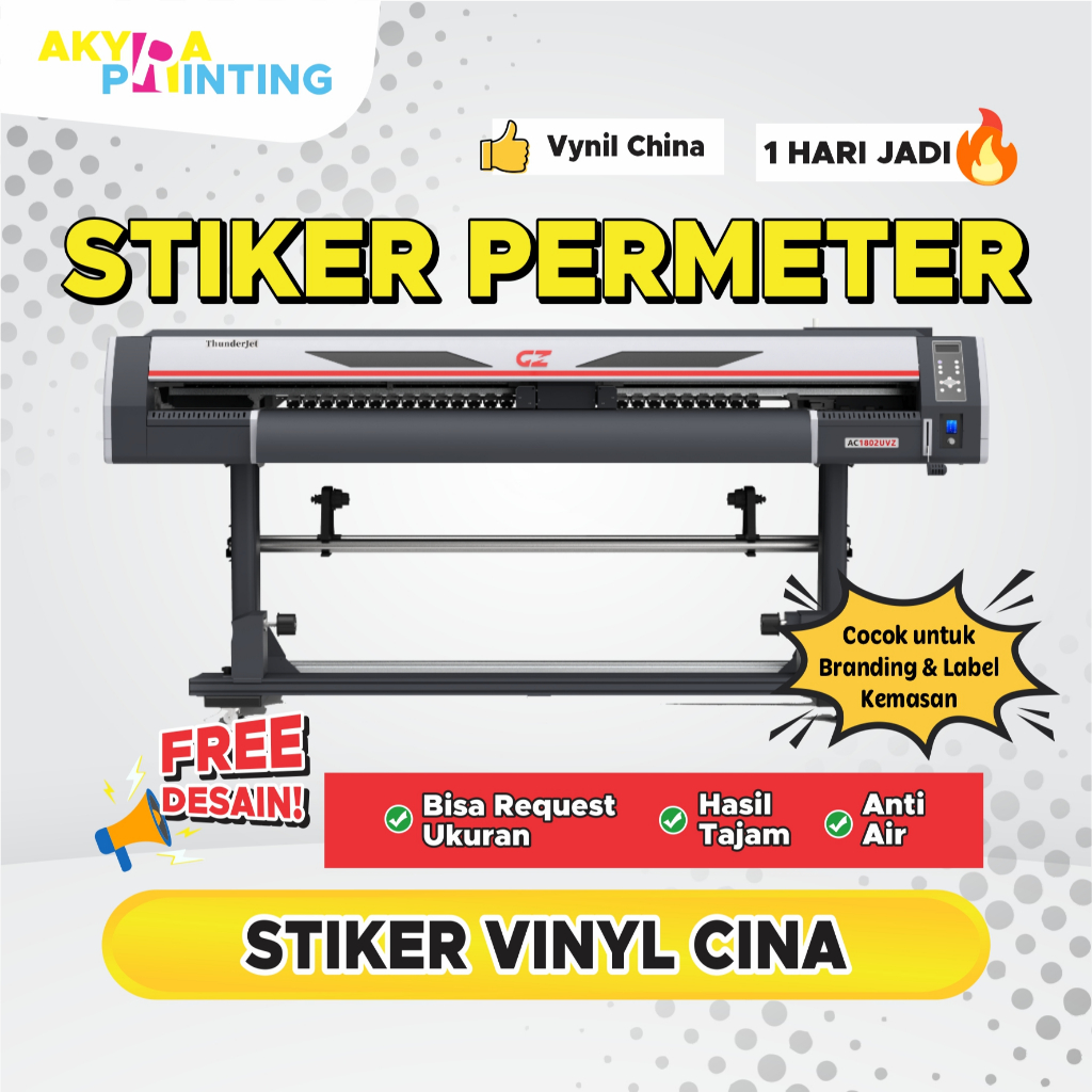 

Cetak Stiker China Anti Air Vynil Permeter untuk branding & kemasan - Bisa Request