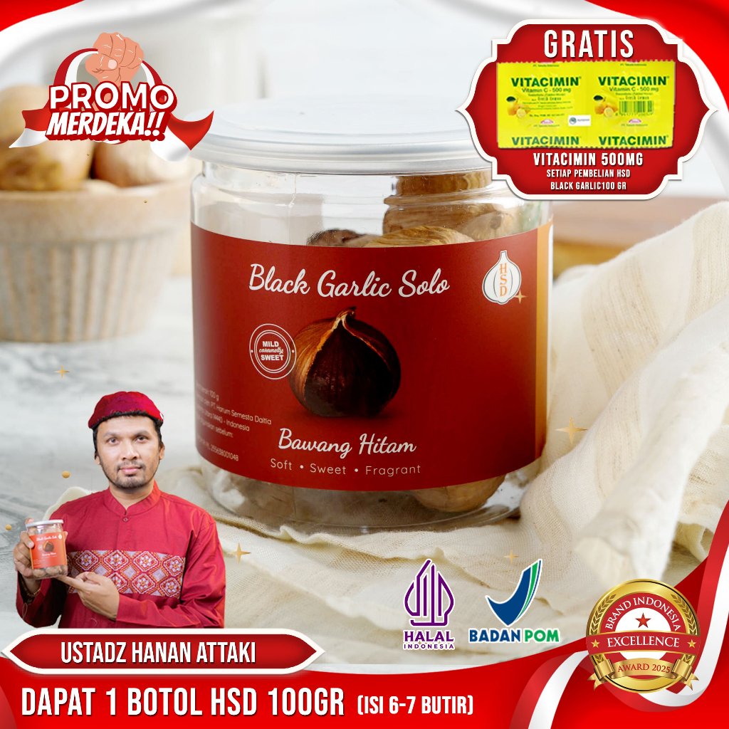 

HSD Black Garlic Solo ( Bawang Hitam Tunggal) 100 Gr Size 3Cm