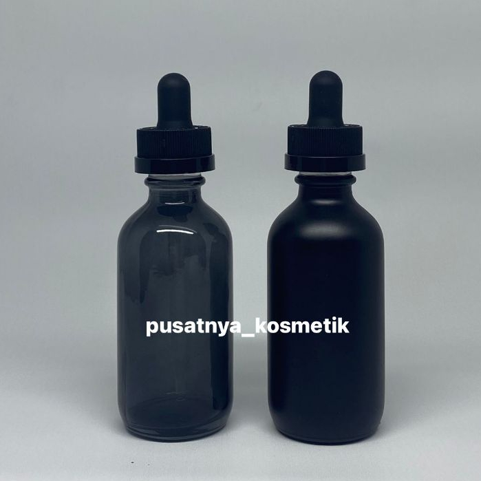 Botol Kaca Pipet 60ml Childproof Hitam Glossy Doff Pipet Childlock Hitam Lancip