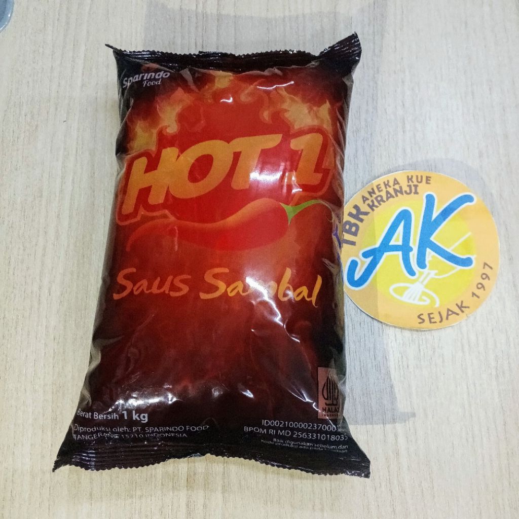 

Sambal HOT1 sambal saos hot one kemasan 1kg 1ctn isi 10pcs