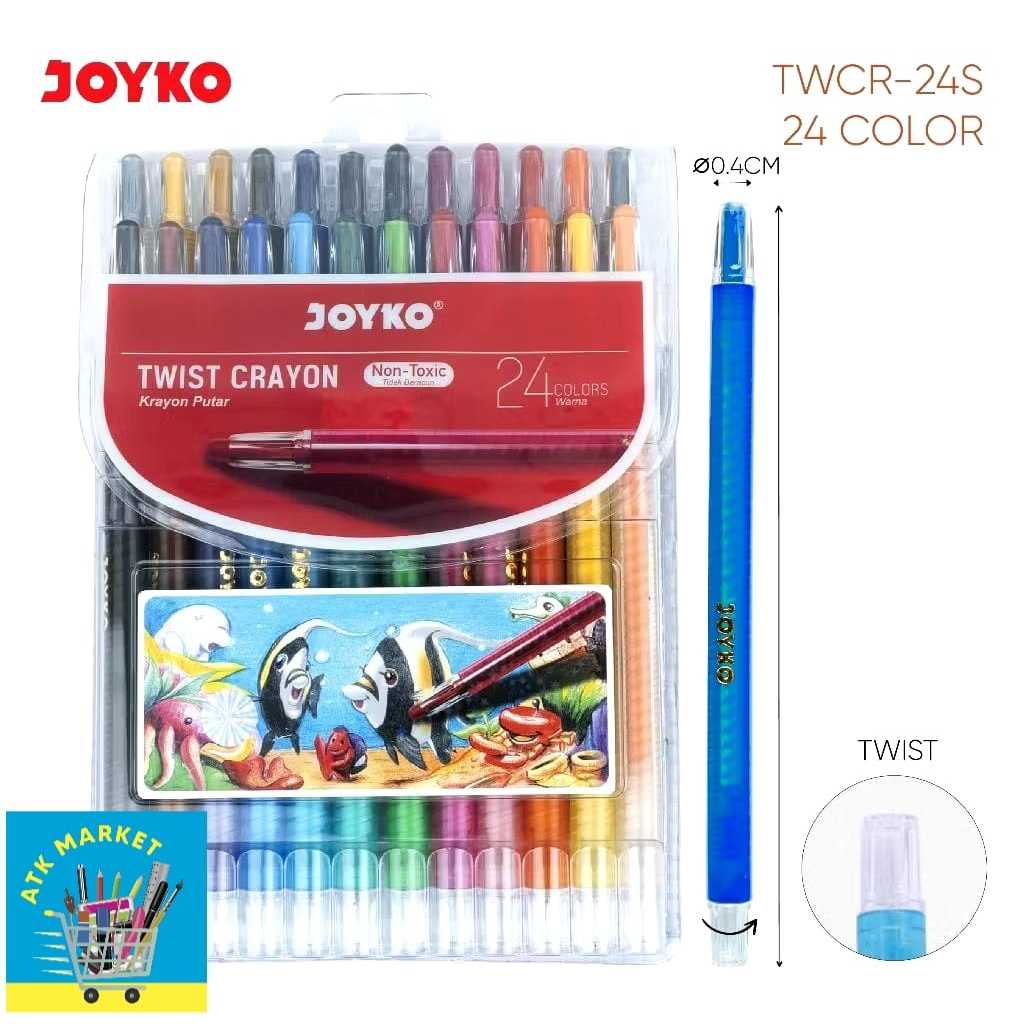 

(panjang) Krayon PUTAR Minyak / TWIST Crayon / Oil Pastel JOYKO TITI 12 Warna / 24 warna Panjang