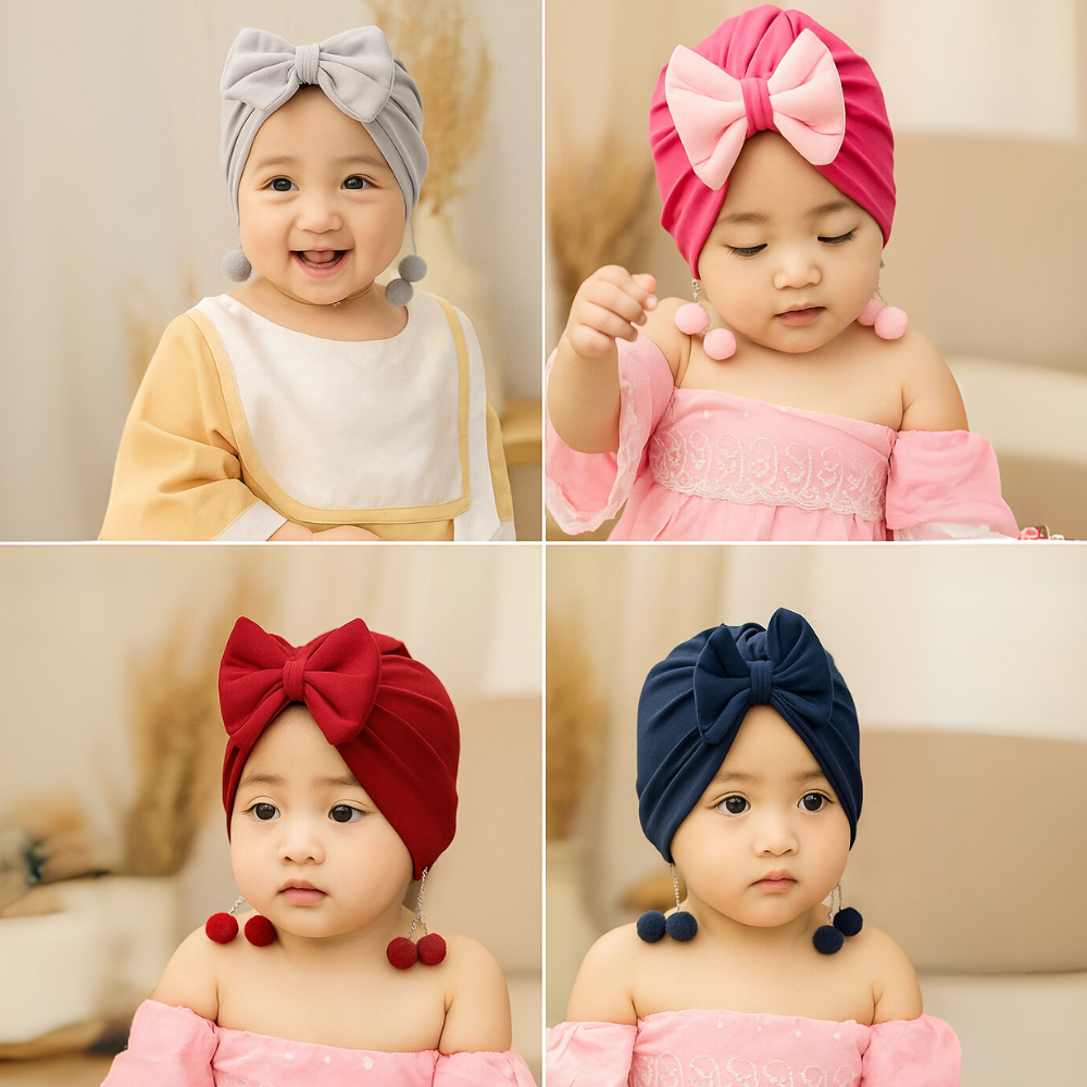 Ciput Bayi Cewek TURBAN BAYI Kupluk CEWEK MODEL ANTING DASI KUPU KUPU Cewek Kupluk Warna Polos ld99