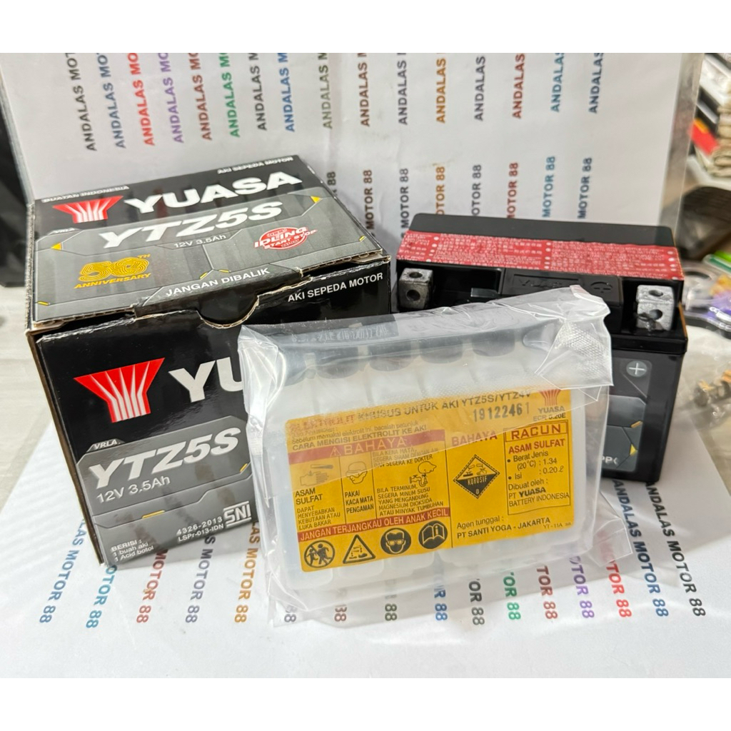 AKI BATERAI SEMI KERING KPH YUASA YTZ5S SUPRAX125, MIOSOUL, VARIO OLD, BEAT, VERZA, SCOPPY OLD