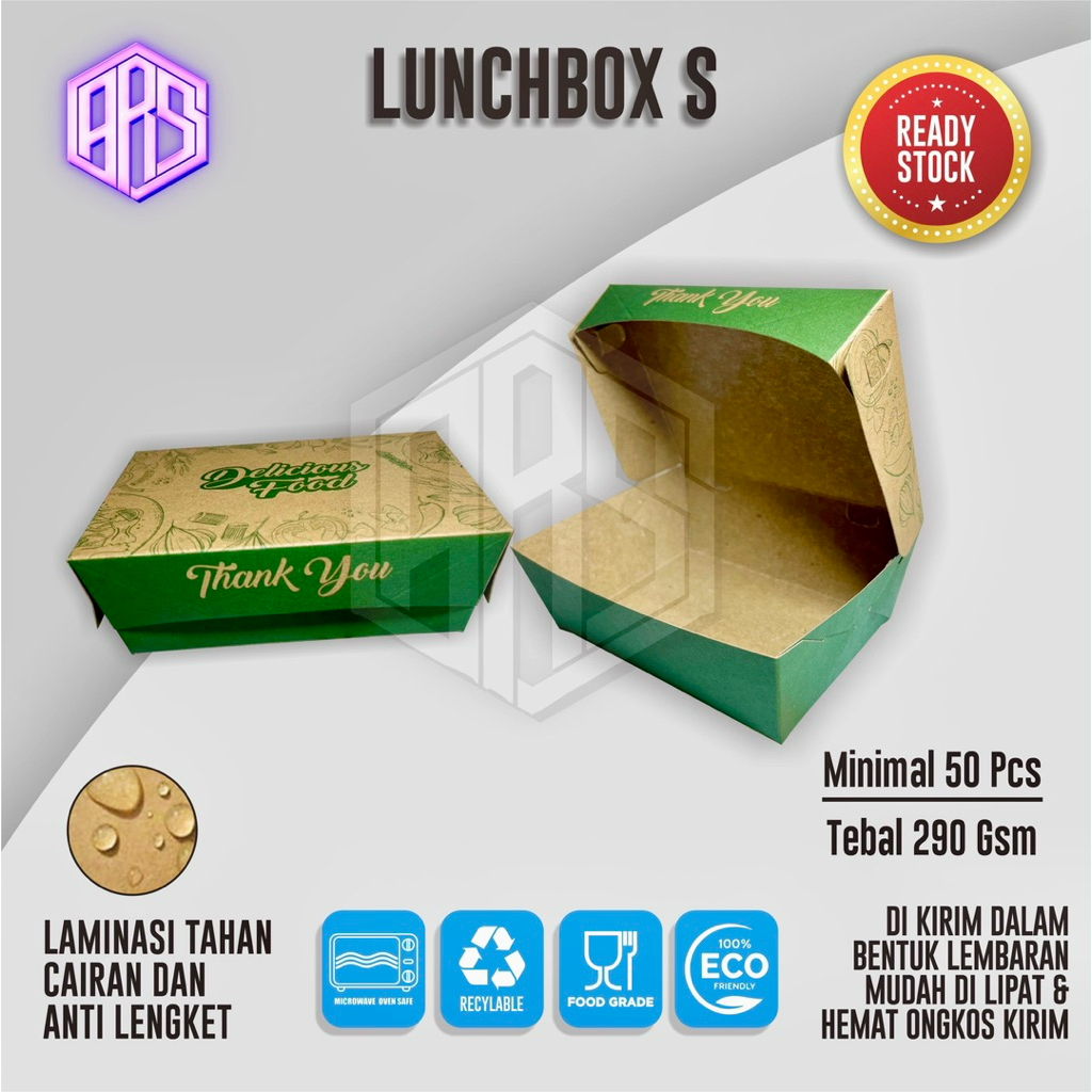 Lunch Box Size S 290gsm Box Dimsum Takoyaki Pisang Keju Kotak Makanan Kraft Paper
