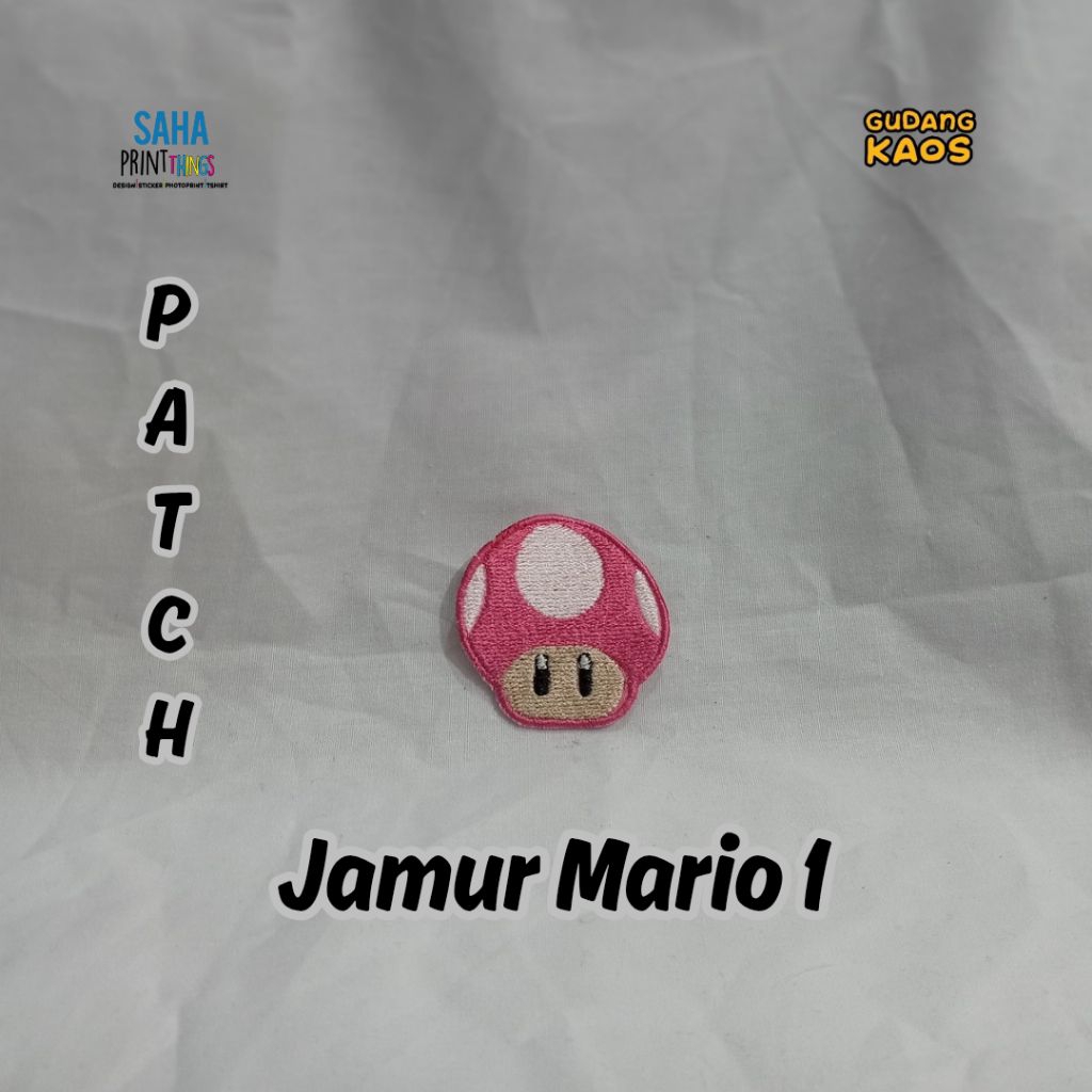 PATCH EMBLEM BORDIR JAMUR MARIO 1