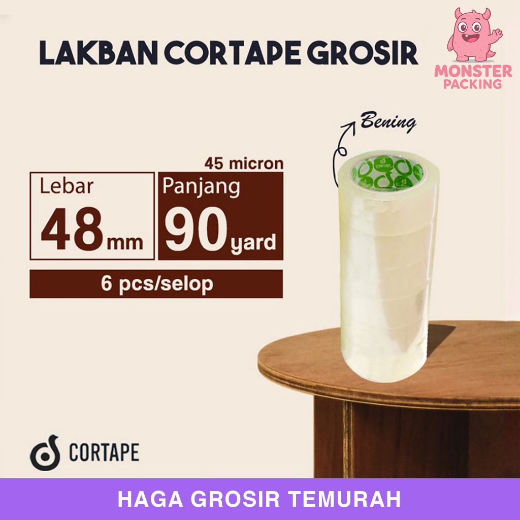 

Lakban Cortape Bening 48 mm x 90 yard Setara Daimaru 1 Selop