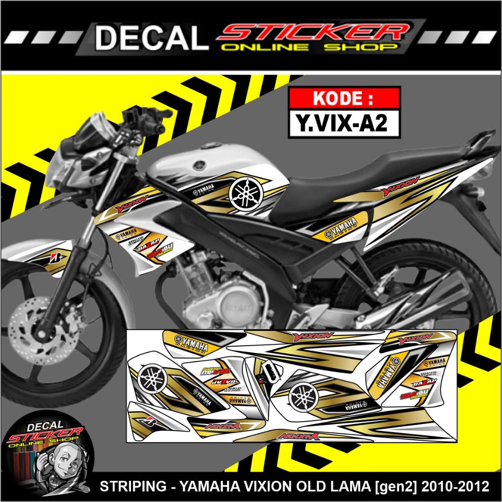 STIKER YAMAHA VIXION OLD 2010-2012 STRIPING STICKER MOTOR DECAL VARIASI GOLD